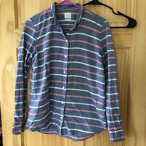 Gap The Fitted Boyfriend Striped Button Up Shirt Women's Sz M